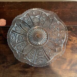 Indiana Glass Co Paneled Daisy Fine‎ Cut Glass plate bowl Yorktown Concord
